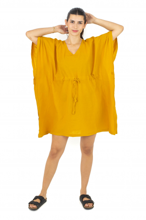 Rochie Kaftan scurta intr-o culoare - Albastru Prafuit [0]