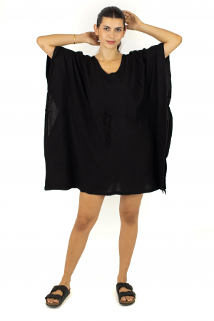 Rochie Kaftan scurta intr-o culoare - Albastru Prafuit [9]