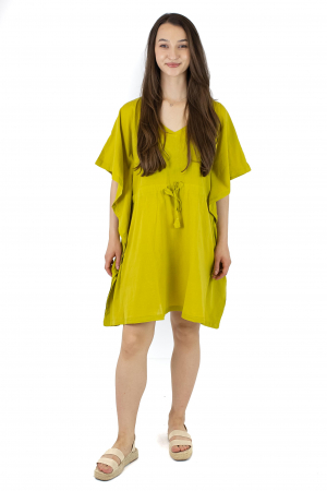 Rochie Kaftan scurta intr-o culoare - Albastru Prafuit [13]