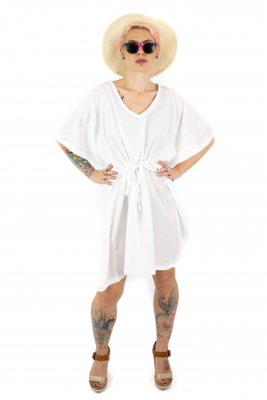 Rochie Kaftan scurta intr-o culoare - Albastru Prafuit [4]