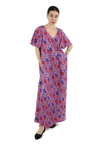 Rochii - Rochie lungă cu buzunare din material fluid - Model 9