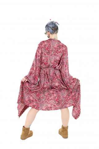 Rochie lunga tip Kimono din maerial fluid cu croi drept - Model 1 [2]