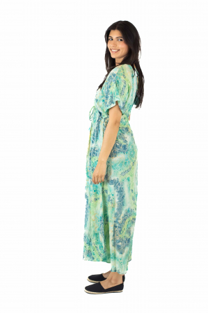 Rochie maxi boho cu maneca scurta si crapatura in fata - Model 1 [2]