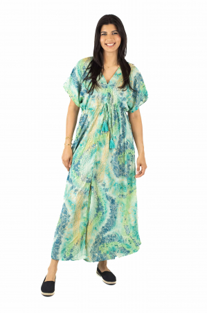 Rochie maxi boho cu maneca scurta si crapatura in fata - Model 1 [0]