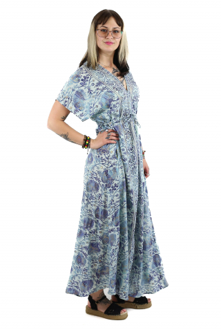 Rochie maxi boho cu maneca scurta si crapatura in fata - Model 1 [1]