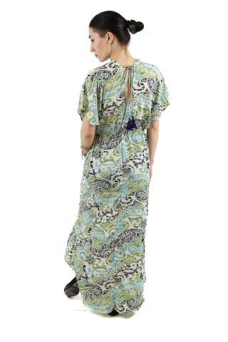 Rochie maxi boho cu maneca scurta si crapatura in fata - Model 1 [2]