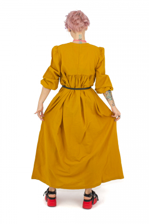 Rochie maxi cu maneca trei sfert - Khaki [4]