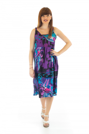 PROMOȚII - Rochie medie din bumbac cu print abstract