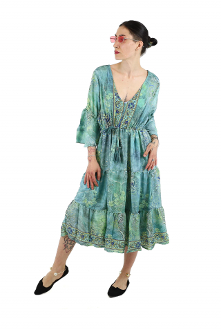 Rochie midi boho cu volanase si maneca trei sfert - Model 1 [1]