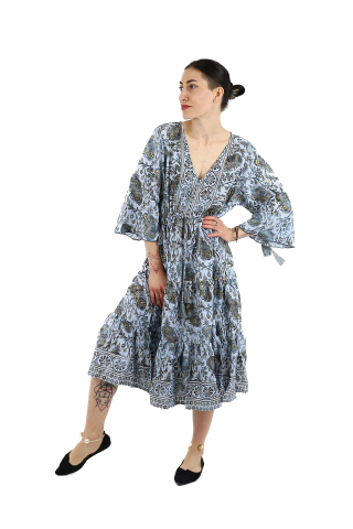 Rochie midi boho cu volanase si maneca trei sfert - Model 1 [1]
