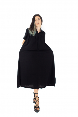 Rochie midi cu doua buzunare laterale - Negru [1]