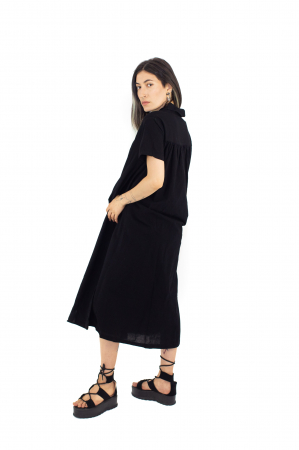Rochie midi cu doua buzunare laterale - Negru [2]