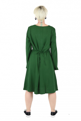 Rochie midi din bumbac cu broderie si jupon - Maro [3]