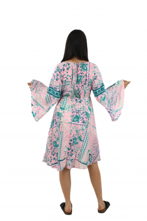 Rochie midi din material fluid cu snur in talie si maneci lungi - Model 11 [2]