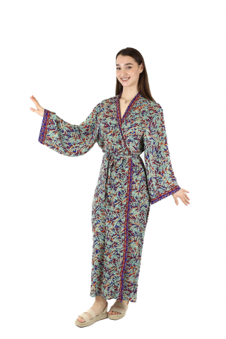 Rochii - Rochie midi din material fluid cu snur in talie si maneci lungi - Model 11