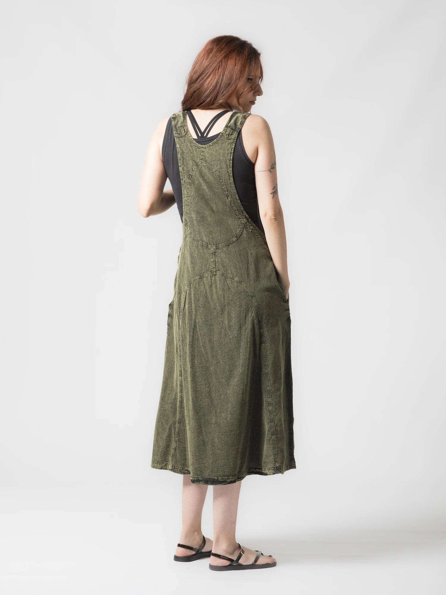 Rochie sarafan din bumbac jeans style - Visiniu [4]