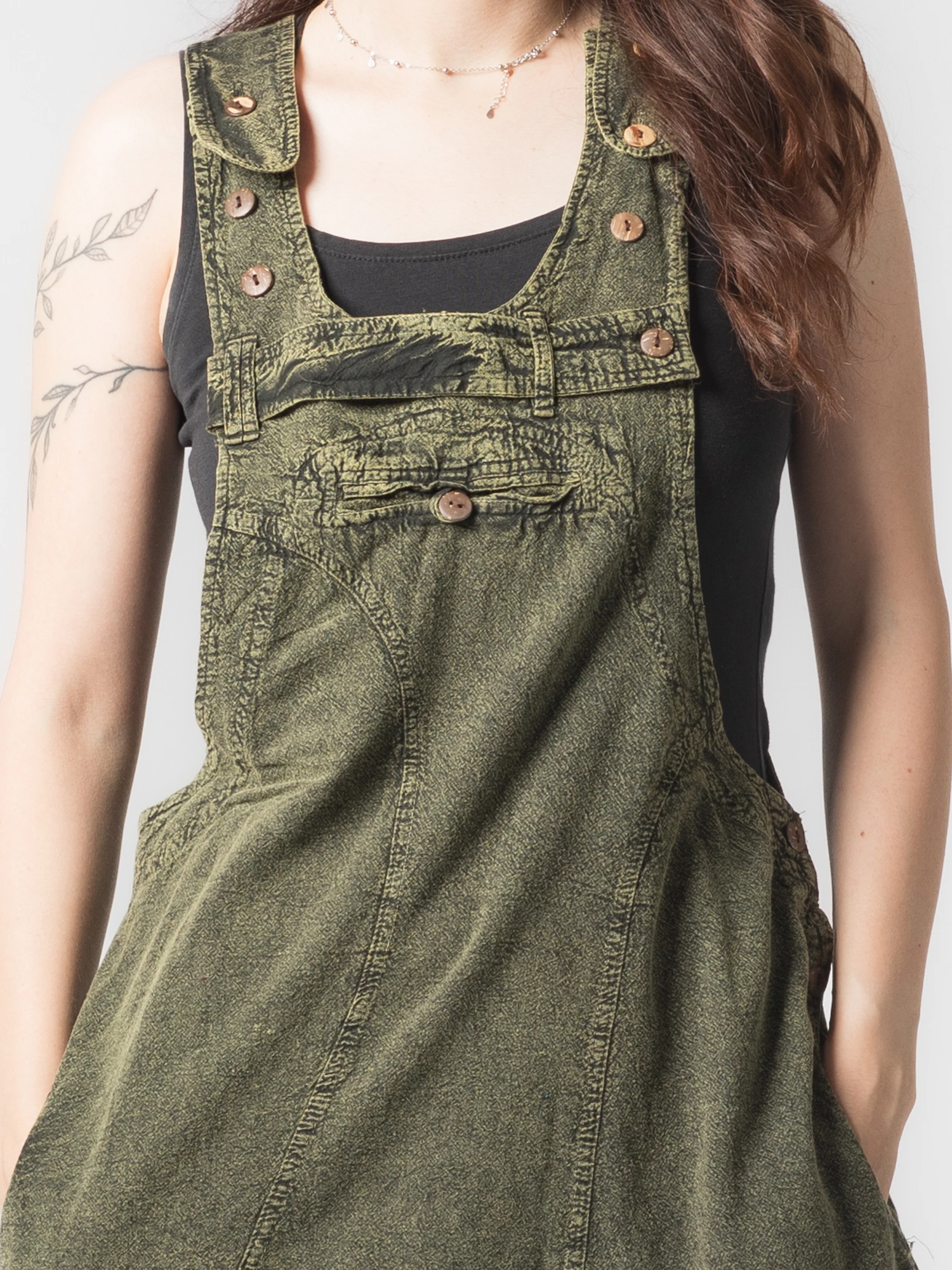Rochie sarafan din bumbac jeans style - Visiniu [2]