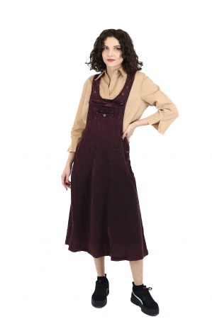 Rochie sarafan din bumbac jeans style - Visiniu [12]
