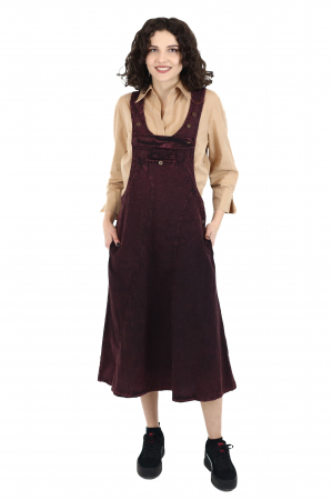 Rochie sarafan din bumbac jeans style - Visiniu [9]