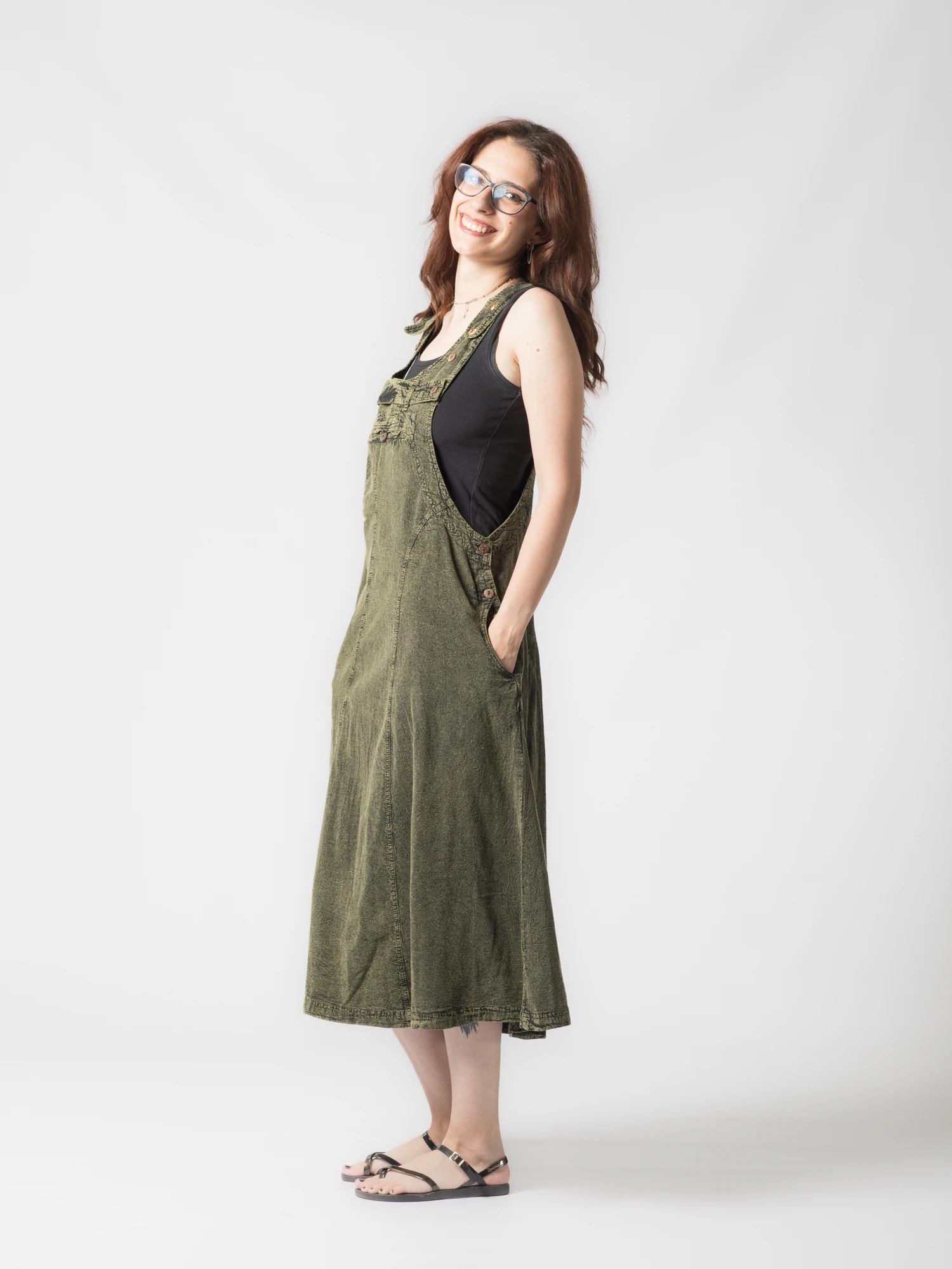 Rochie sarafan din bumbac jeans style - Visiniu [3]