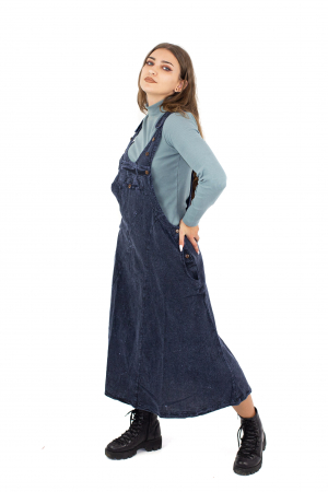 Rochie sarafan din bumbac jeans style - Visiniu [2]