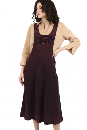Rochie sarafan din bumbac jeans style - Visiniu [13]