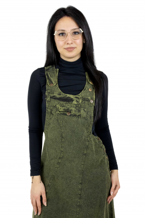 Rochie sarafan din bumbac jeans style - Visiniu [7]