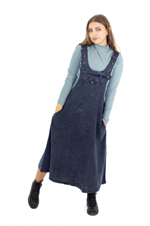 Rochie sarafan din bumbac jeans style - Visiniu [1]