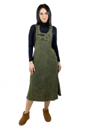 Rochie sarafan din bumbac jeans style - Visiniu [4]
