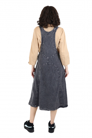Rochie sarafan din bumbac jeans style - Visiniu [16]