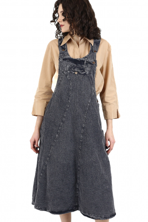 Rochie sarafan din bumbac jeans style - Visiniu [18]