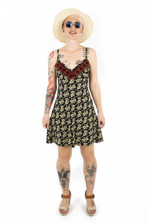 Rochie scurta cu bretele si print floral - M-37 [1]