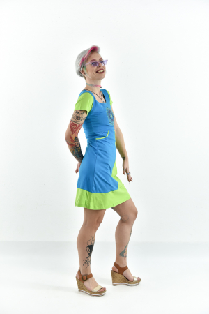 Rochie scurta cu broderie - Rosu [4]