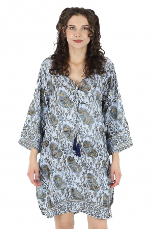 Rochii - Rochie scurta cu croi lejer si imprimeu oriental - Model 1