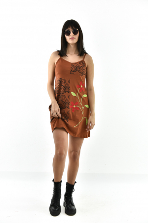 Rochie scurta din bumbac cu print cu bretele - Model surpriza [1]