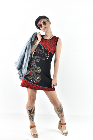 Rochie scurta din bumbac cu print fara maneci - Model surpriza [14]