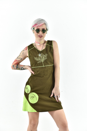 PROMOȚII - Rochie scurta din bumbac cu print fara maneci - Model surpriza