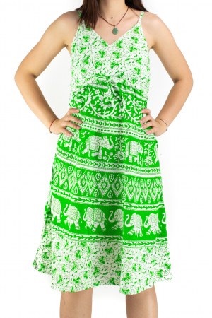 PROMOȚII - Rochie scurta din bumbac - Verde deschis