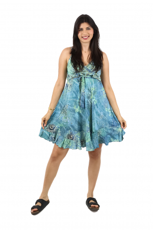 Rochii - Rochie scurta din material fluid cu fir auriu si decolteu in V - Model 1