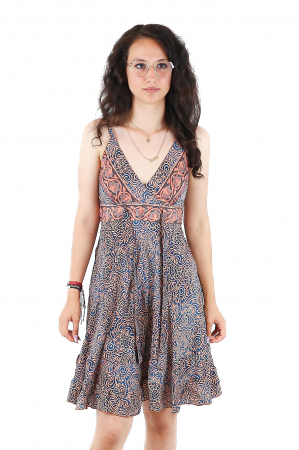 Rochie scurta din material fluid cu fir auriu si decolteu in V - Model 6 [0]