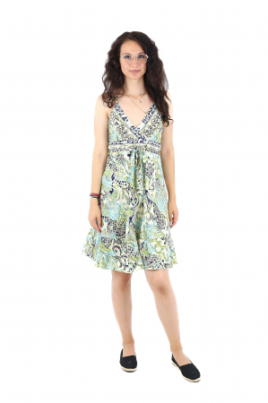 Rochie scurta din material fluid cu fir auriu si decolteu in V - Model 7 [1]