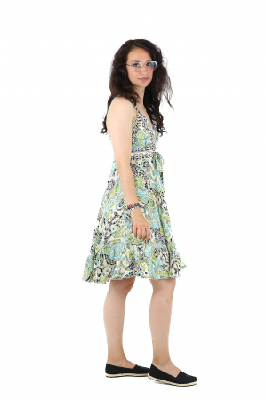 Rochie scurta din material fluid cu fir auriu si decolteu in V - Model 7 [2]