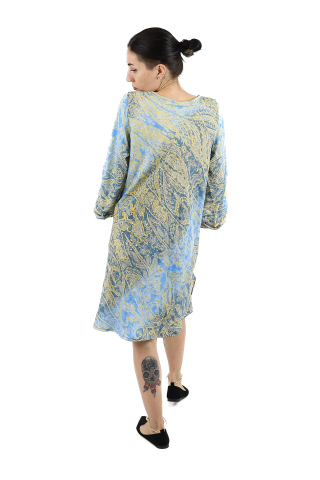 Rochie scurta din material fluid cu maneci trei sfert si imprimeu floral - Model 1 [2]