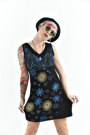 Rochie scurta fara maneci cu print floral - Rosu [8]