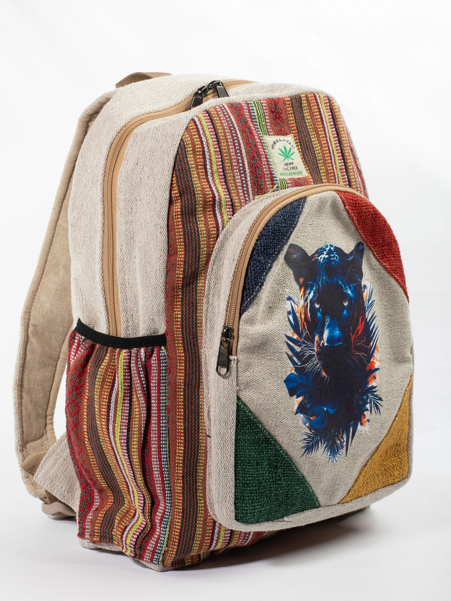 Rucsac Mare din Canepa si Bumbac cu Print Artistic - Black Panther (Dark Version) [1]