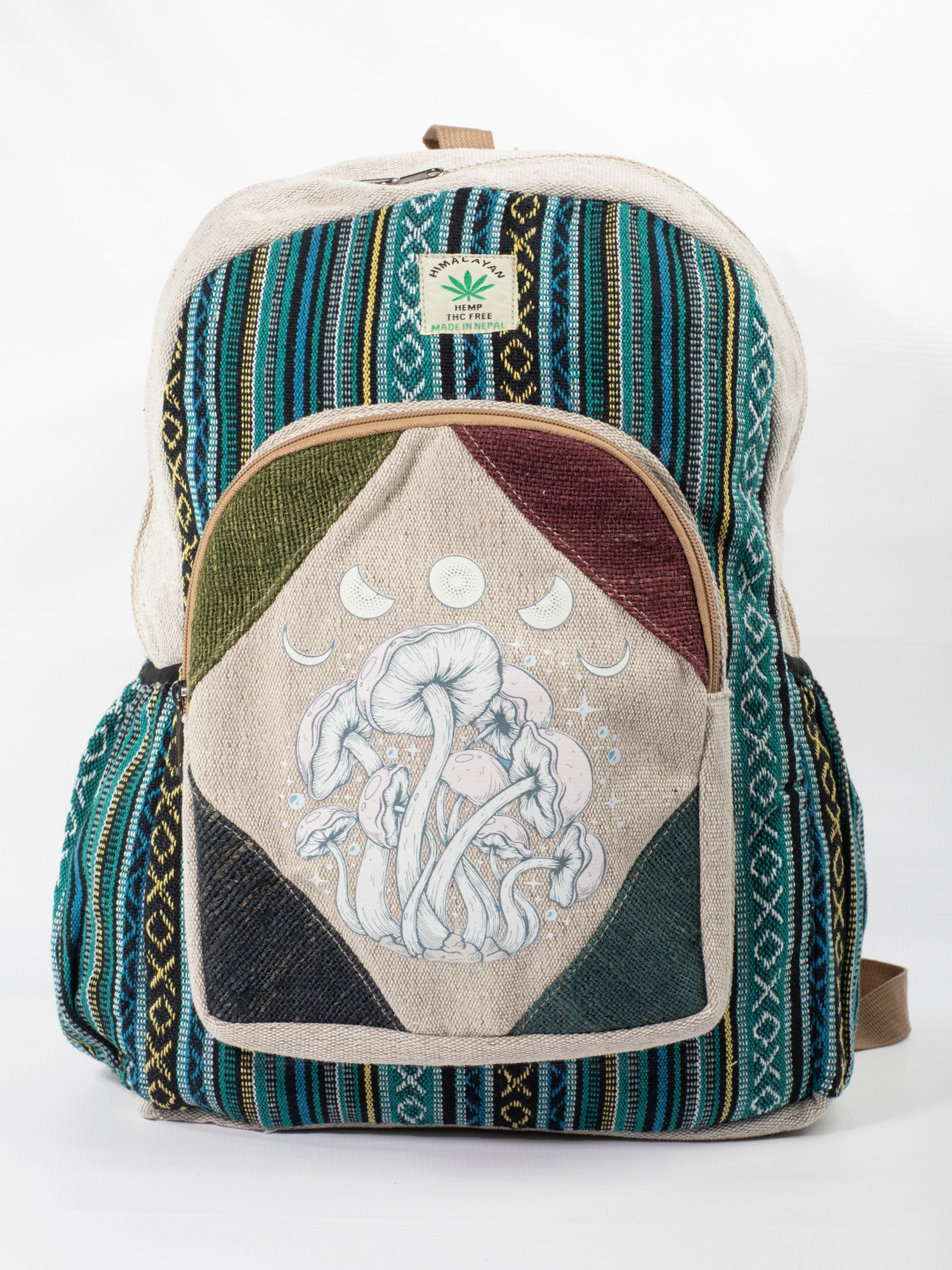 RUCSACURI - Rucsac Mare din Canepa si Bumbac cu Print artistic - Dusty Pink Mushroom