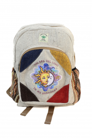 RUCSACURI - Rucsac mare din canepa si bumbac cu print artistic - Lumina din Intuneric