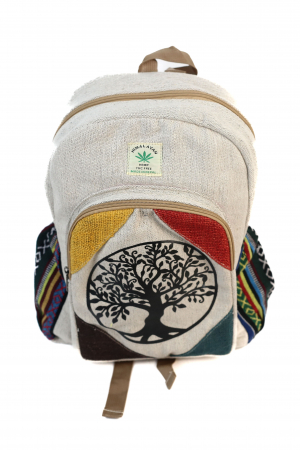 RUCSACURI - Rucsac Mare din Canepa si Bumbac cu Print - Tree of Life