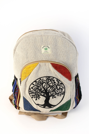 RUCSACURI - Rucsac Mare din Canepa si Bumbac cu Print - Tree of Life