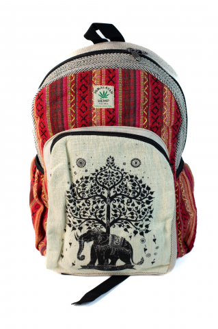 RUCSACURI - Rucsac Mare din canepa si bumbac - Tree of Life & Elephant